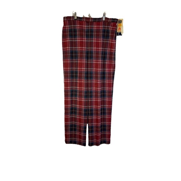 Deadstock Vintage 70s Red Plaid Knit Wide Leg Flare Pants Preppy - Picture 1 of 9